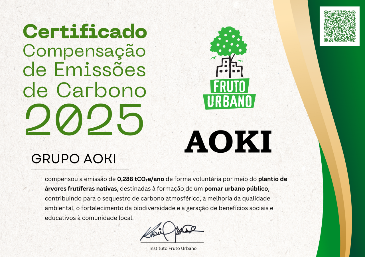Certificado Compensação de Emissões de Carbono 2025 - Aoki