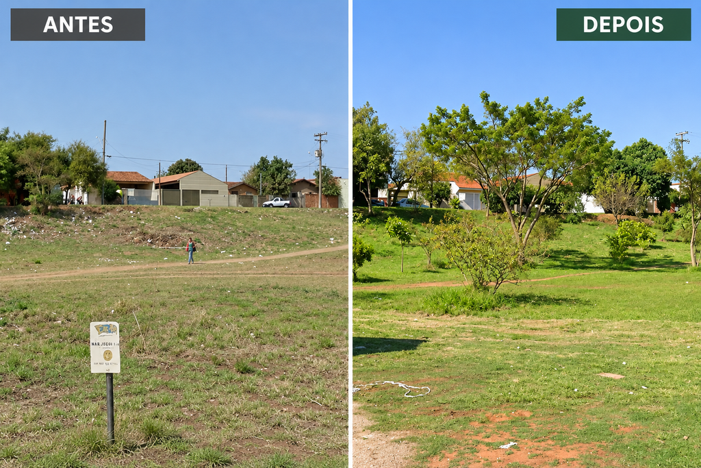 Antes e depois parque são geraldo - juntadas por IA